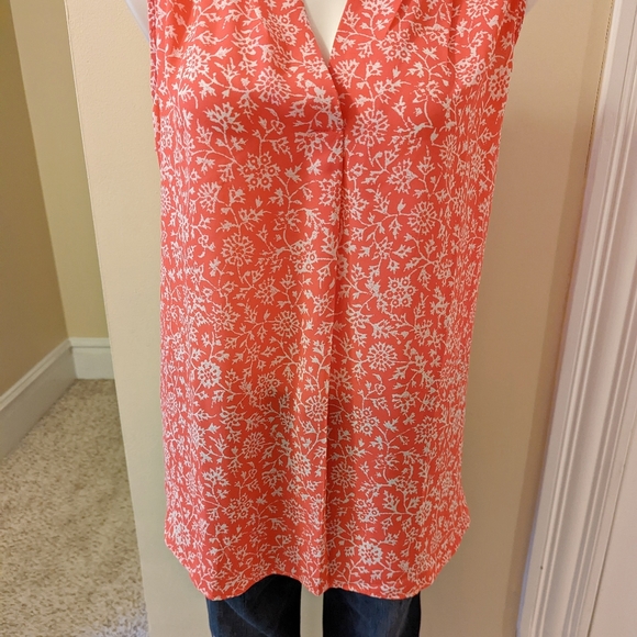 Adrianna Papell pink with white print flowy tank top size Large - Picture 5 of 8